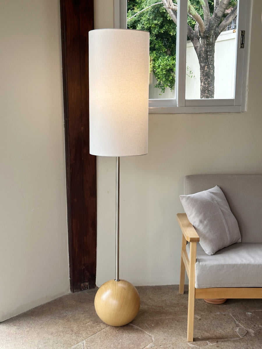 Orbis Wooden Sphere Floor Lamp - Lamp Copper