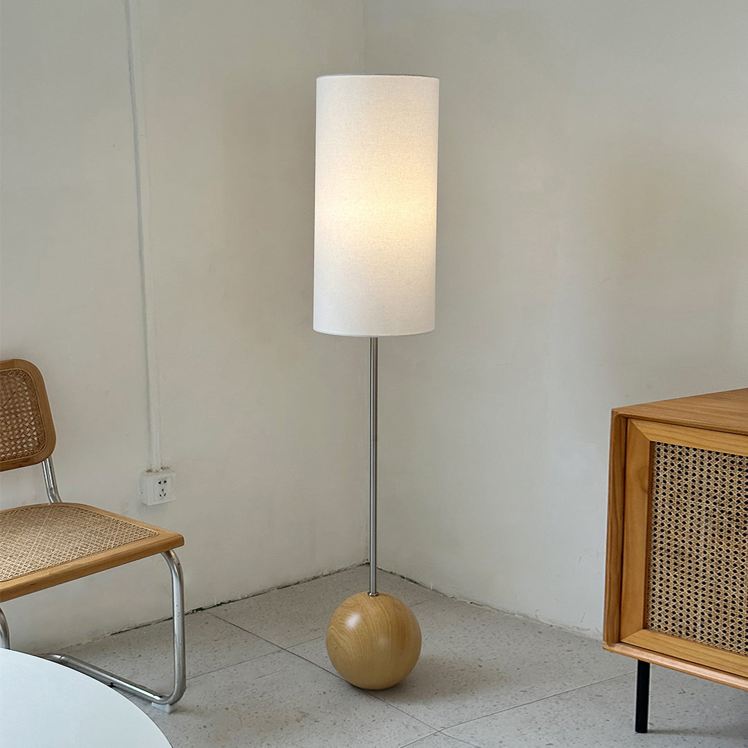 Orbis Wooden Sphere Floor Lamp - Lamp Copper