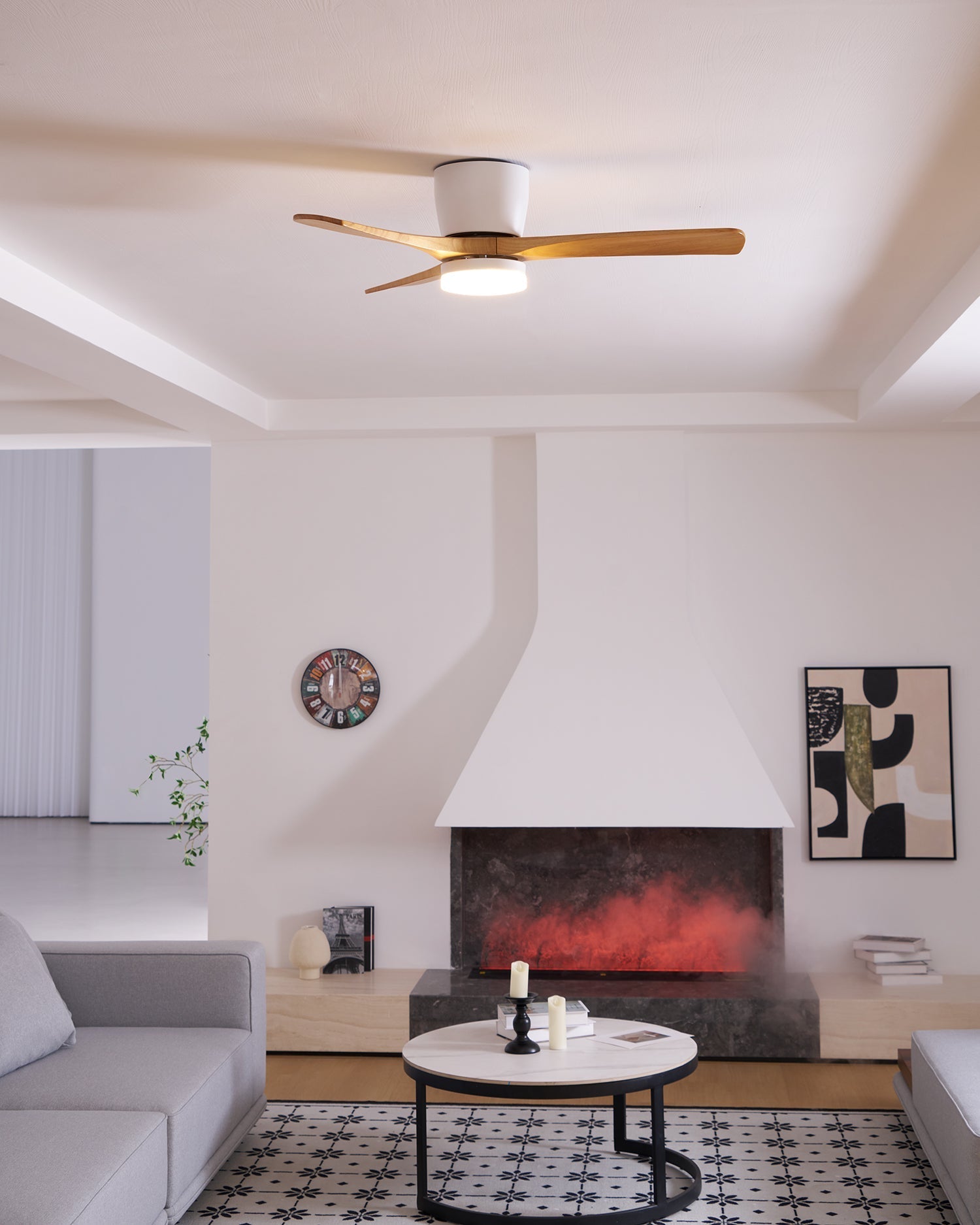 Ventilatore da soffitto Nordico Ezra con luce, opzione finitura bianca