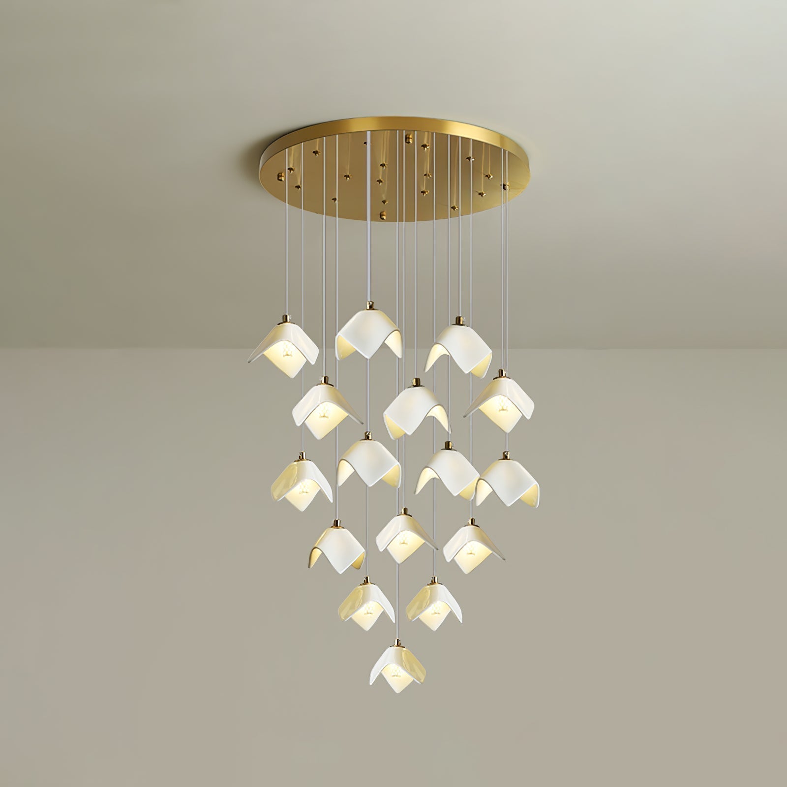 Cithayra Geometric Glass Brass Chandelier - Blowlighting