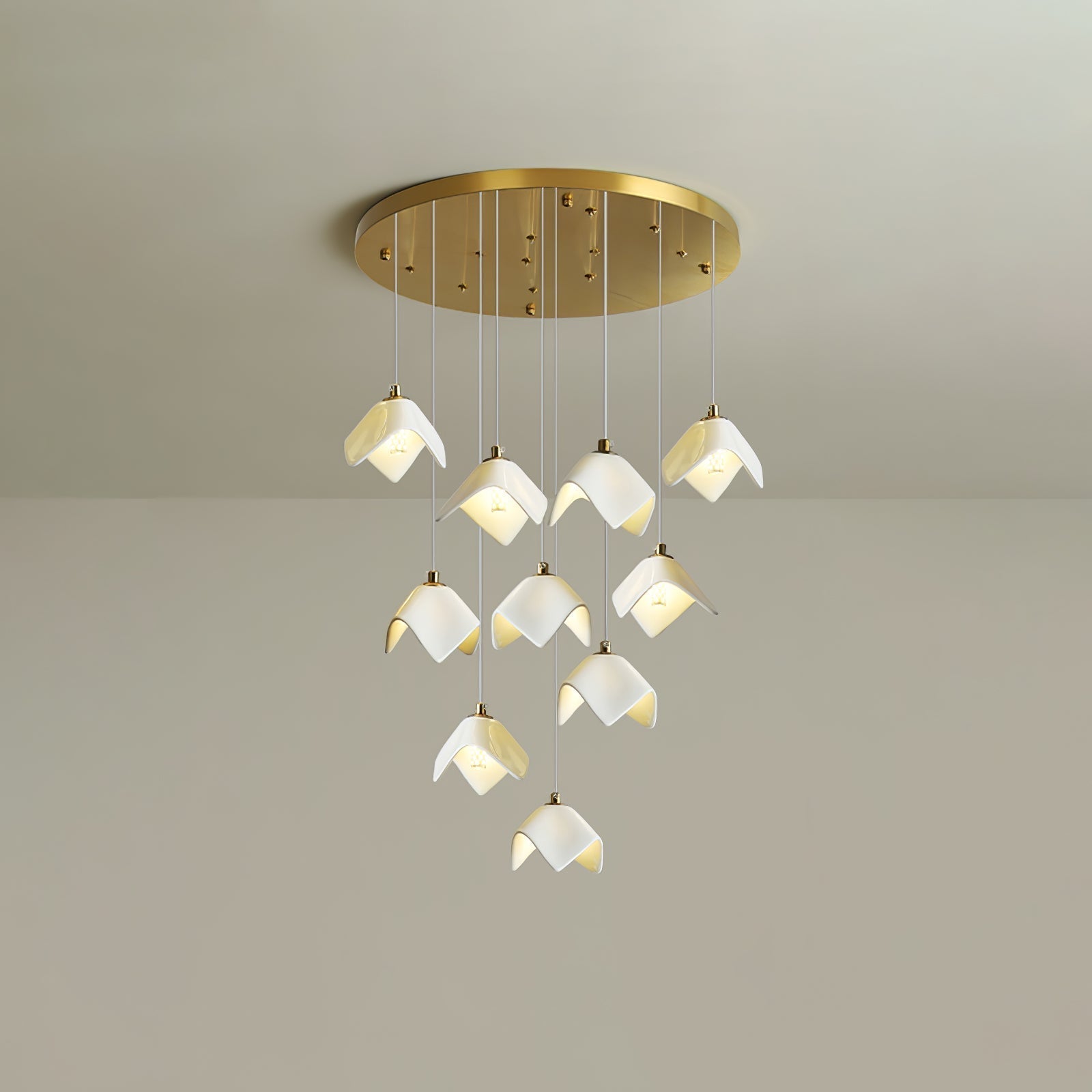 Cithayra Geometric Glass Brass Chandelier - Blowlighting