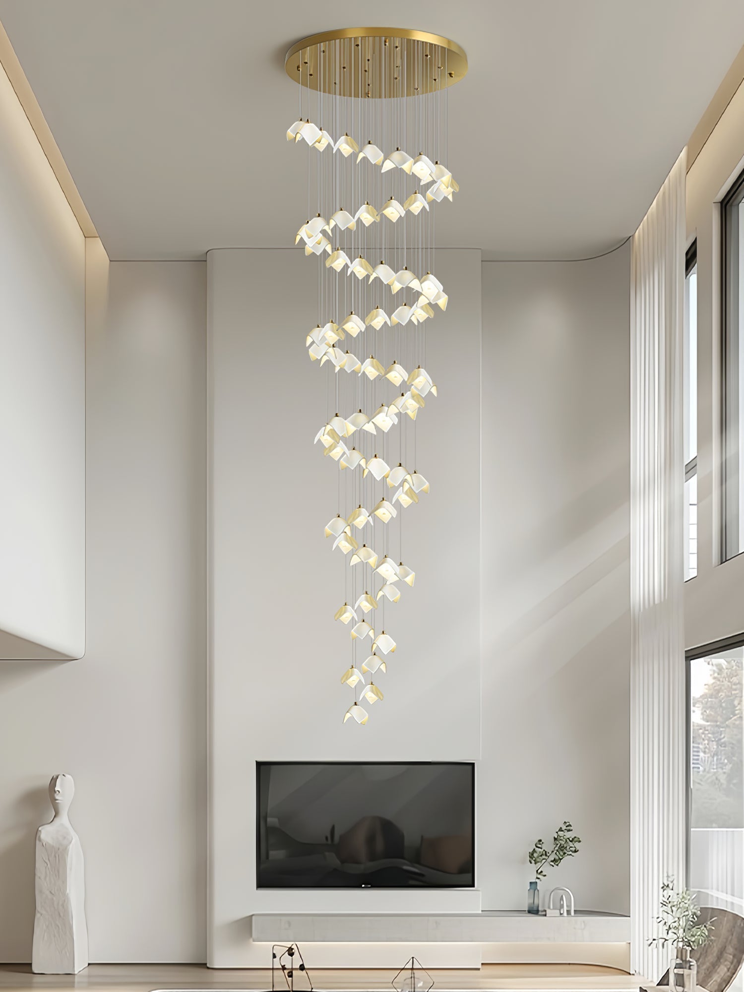 Cithayra Geometric Glass Brass Chandelier - Blowlighting