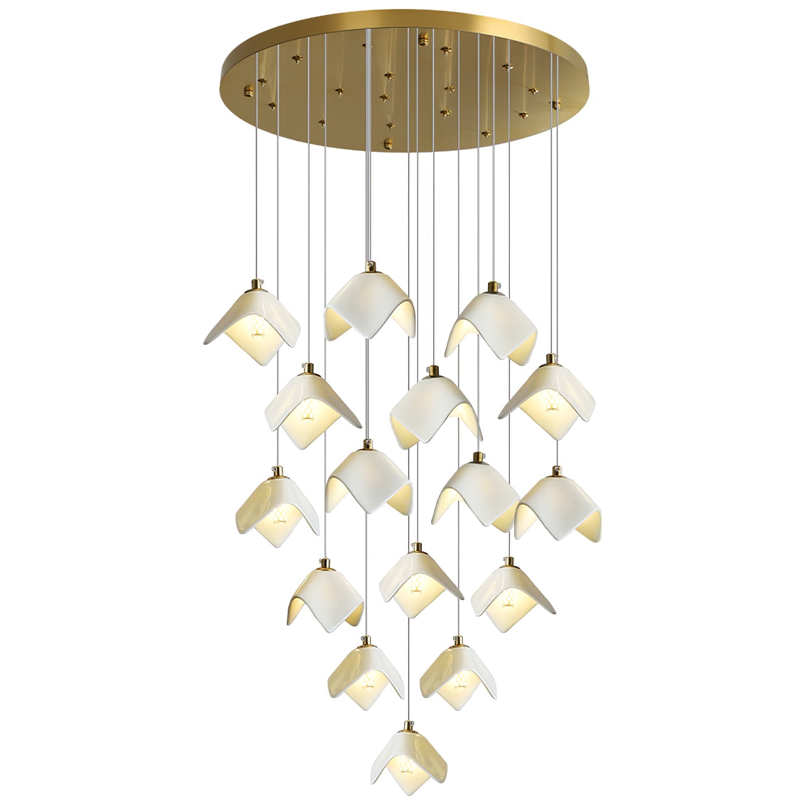 Cithayra Geometric Glass Brass Chandelier - Blowlighting