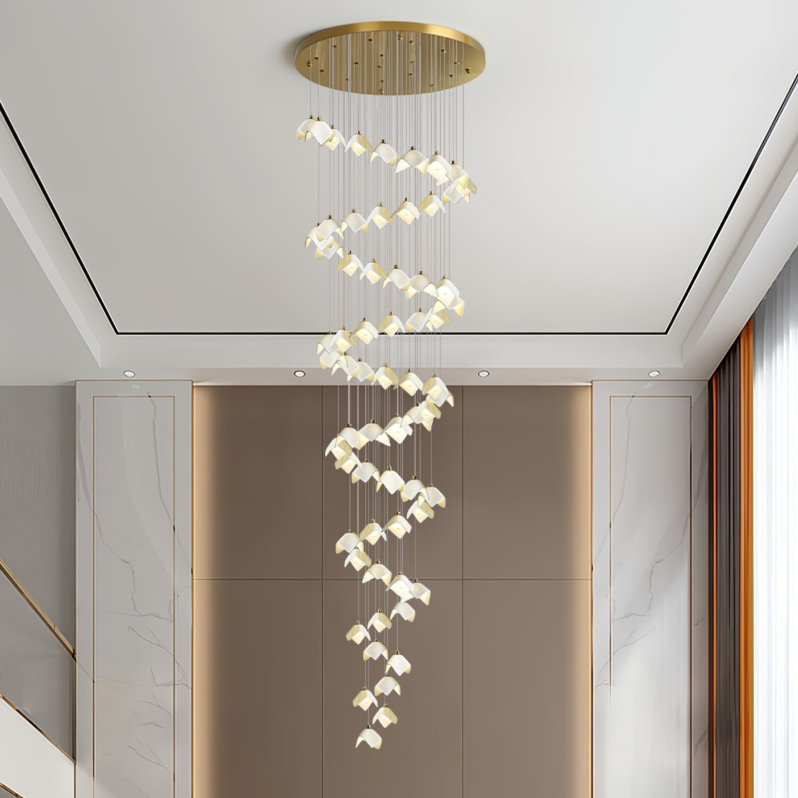 Cithayra Geometric Glass Brass Chandelier - Blowlighting