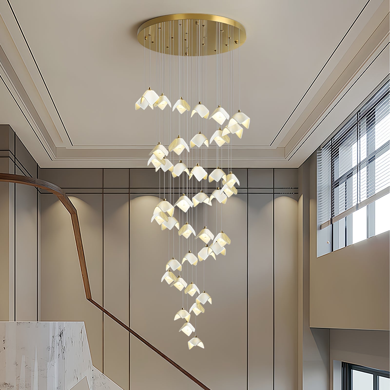 Cithayra Geometric Glass Brass Chandelier - Blowlighting