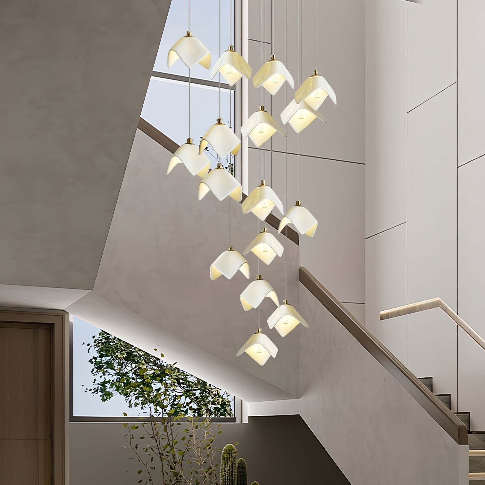 Cithayra Geometric Glass Brass Chandelier - Blowlighting