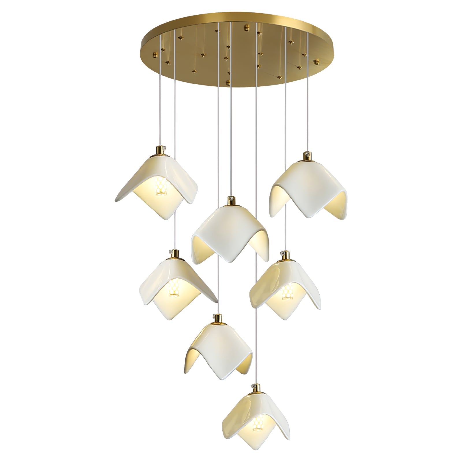 Cithayra Geometric Glass Brass Chandelier - Blowlighting