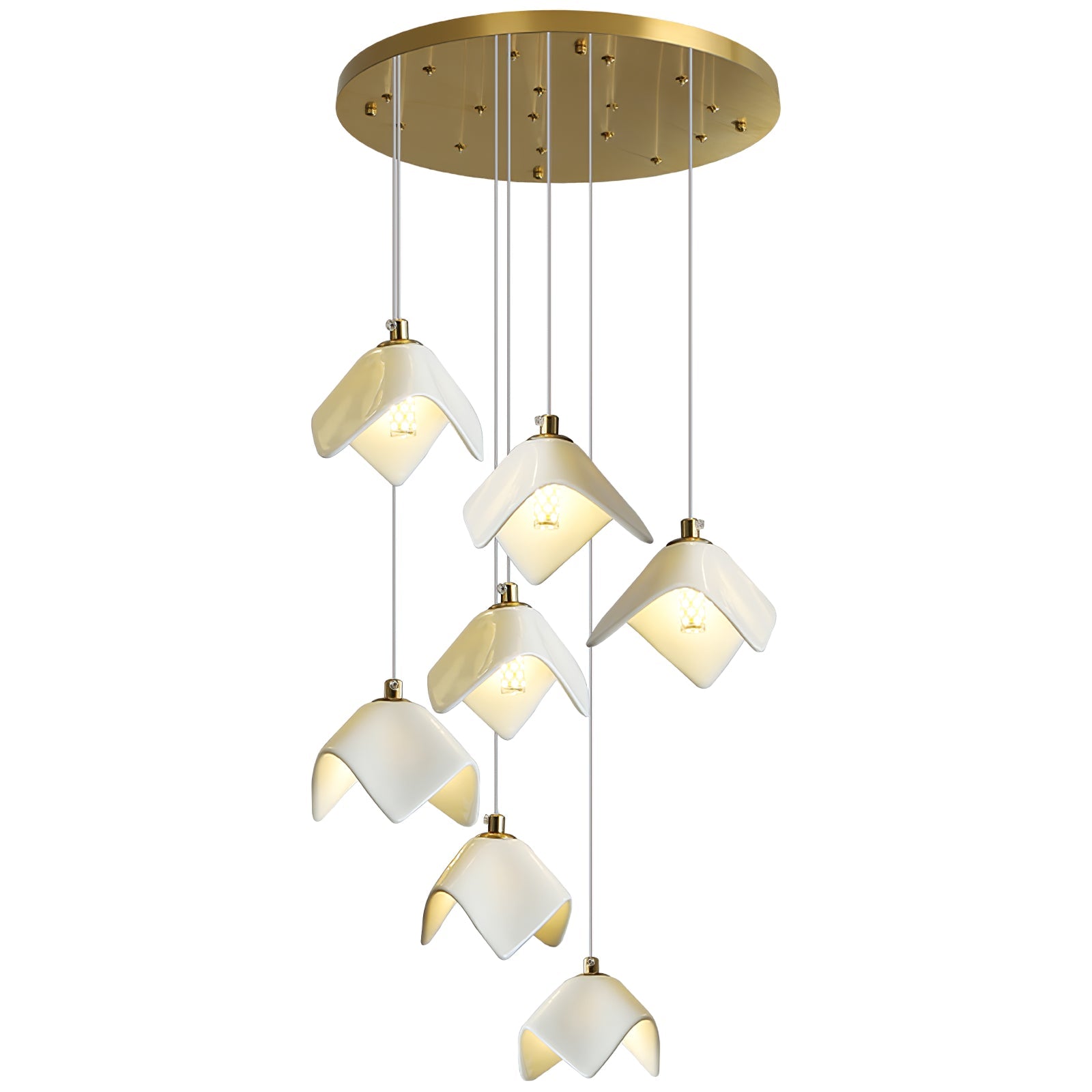 Cithayra Geometric Glass Brass Chandelier - Blowlighting