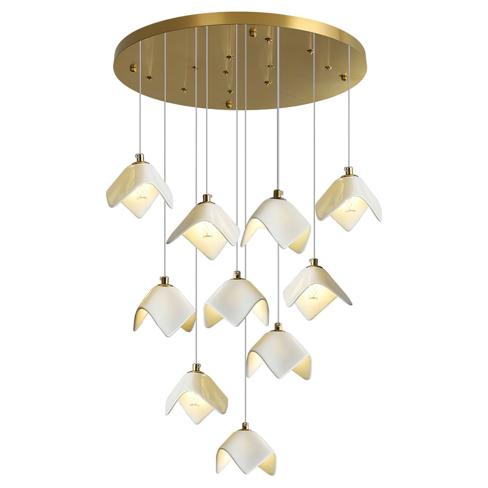 Cithayra Geometric Glass Brass Chandelier - Blowlighting