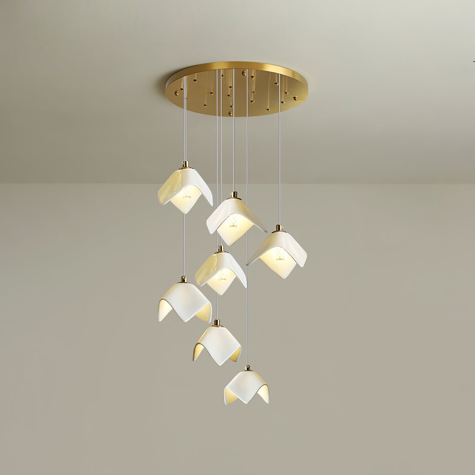 Cithayra Geometric Glass Brass Chandelier - Blowlighting