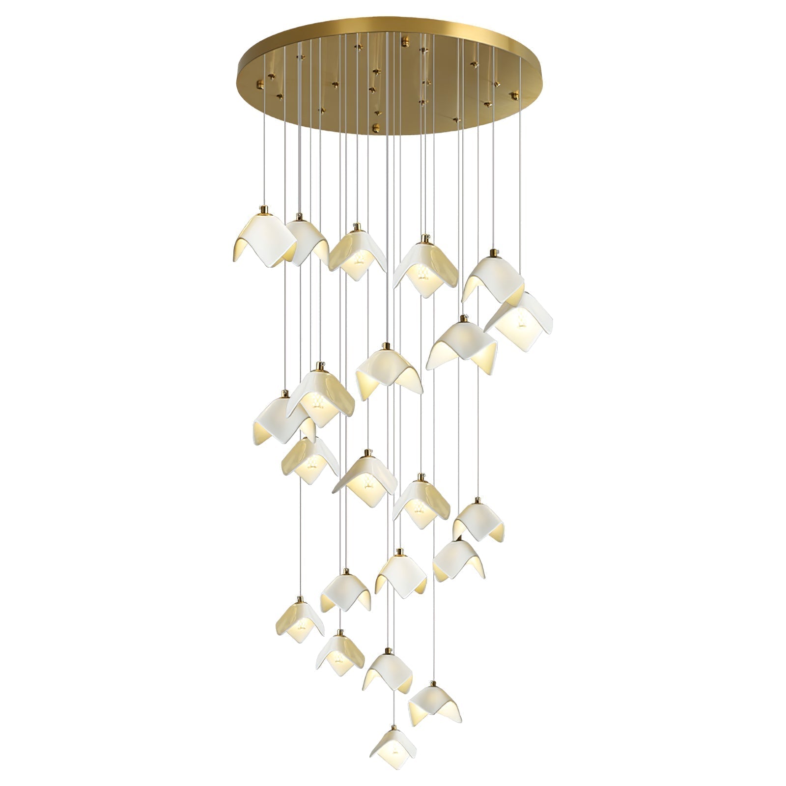 Cithayra Geometric Glass Brass Chandelier - Blowlighting