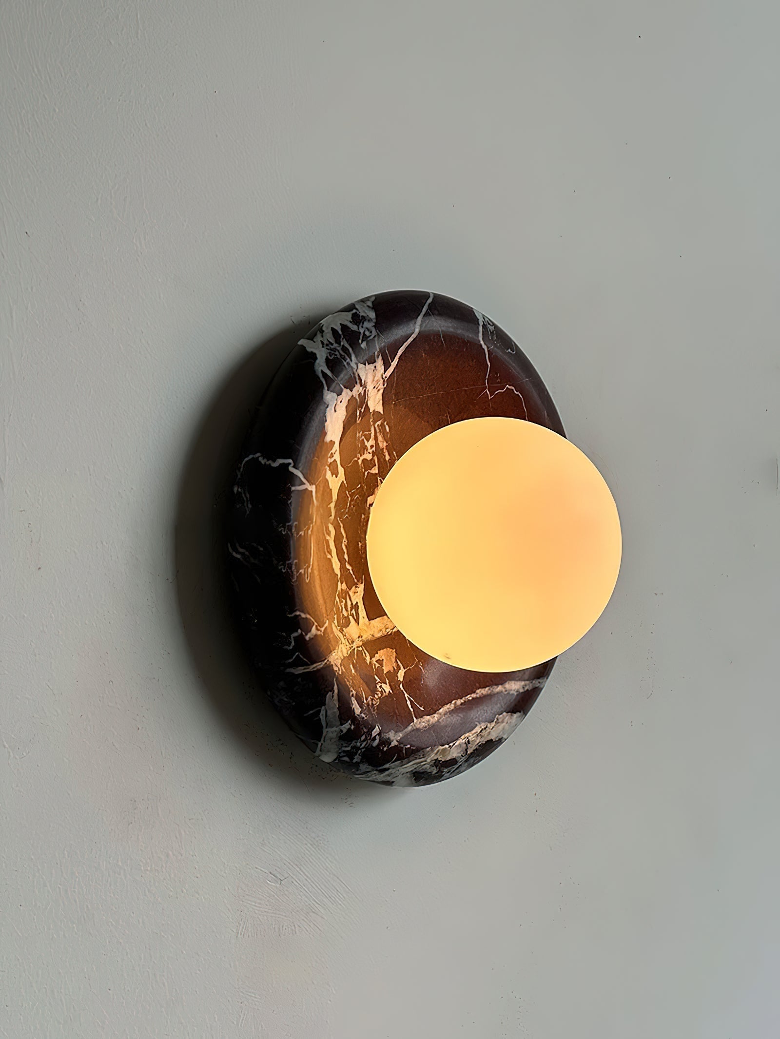 Uzorionis Nordic Art Deep Purple Red Glass Marble Sconce Wall Lamp - Lamp Copper