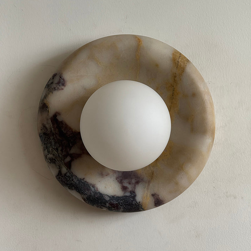 Alsorarae Modern Minimalist Beige Glass Marble Sconce Wall Lamp - Lamp Copper