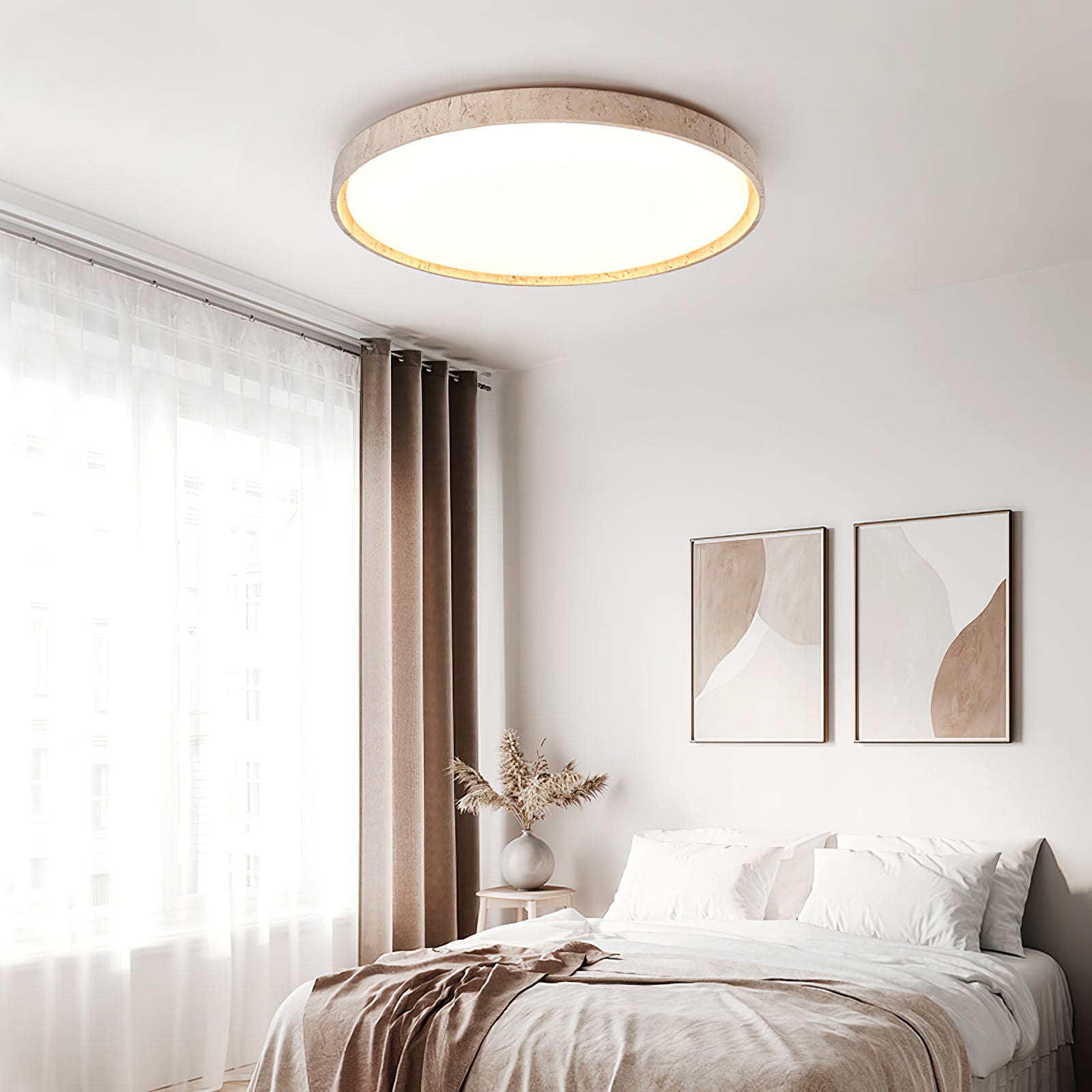 Kathy Travertine Round Ceiling Light - Neutralighting