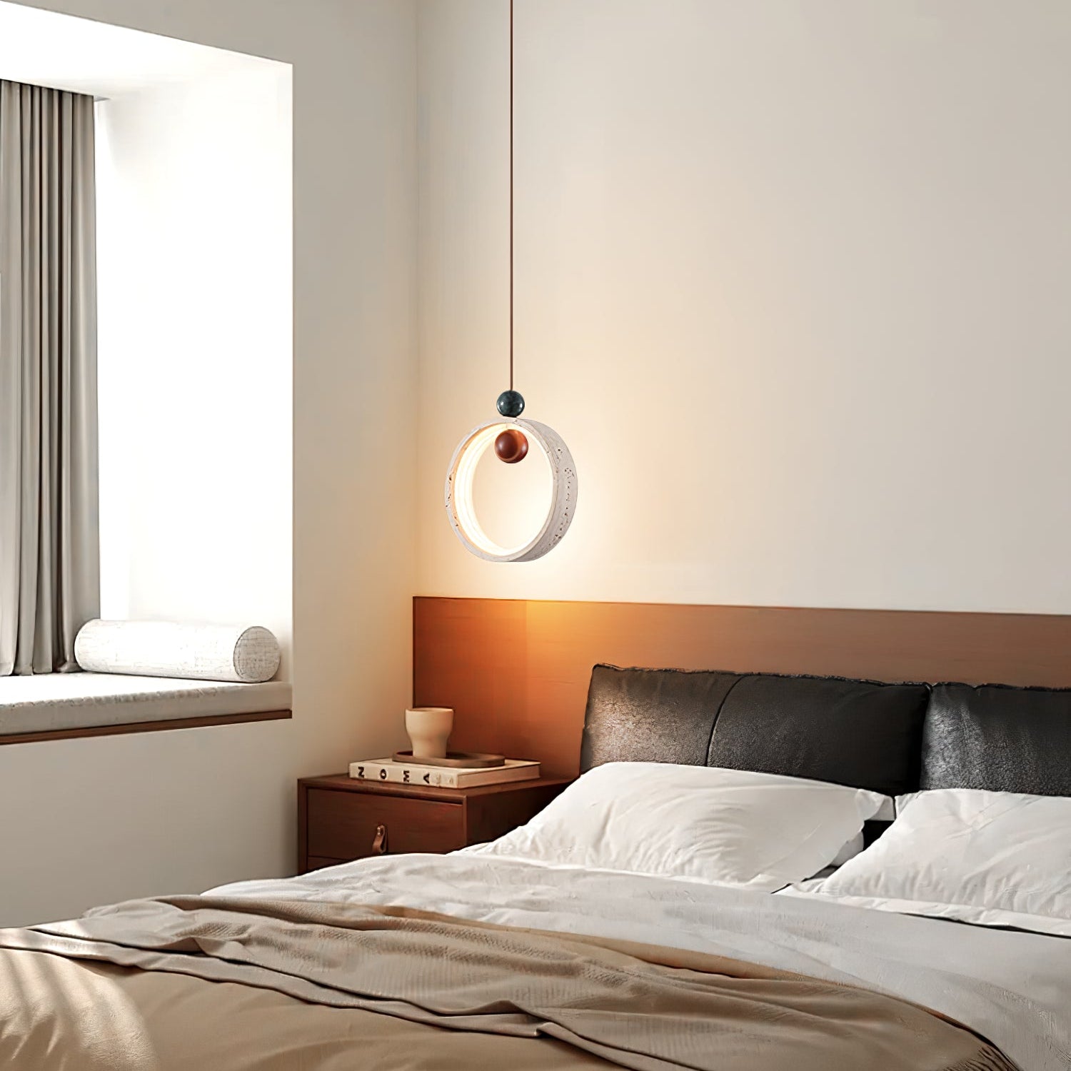 Vovinyra Circular Travertine Pendant Light - Neutralighting