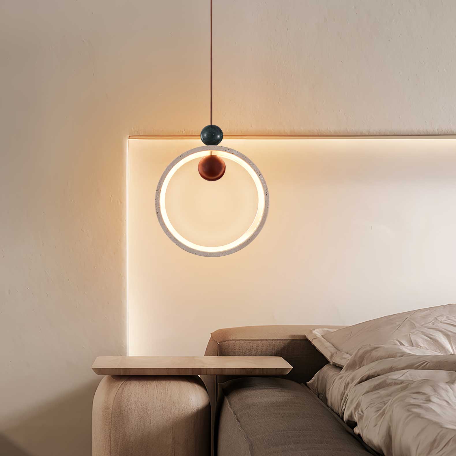 Vovinyra Circular Travertine Pendant Light - Neutralighting