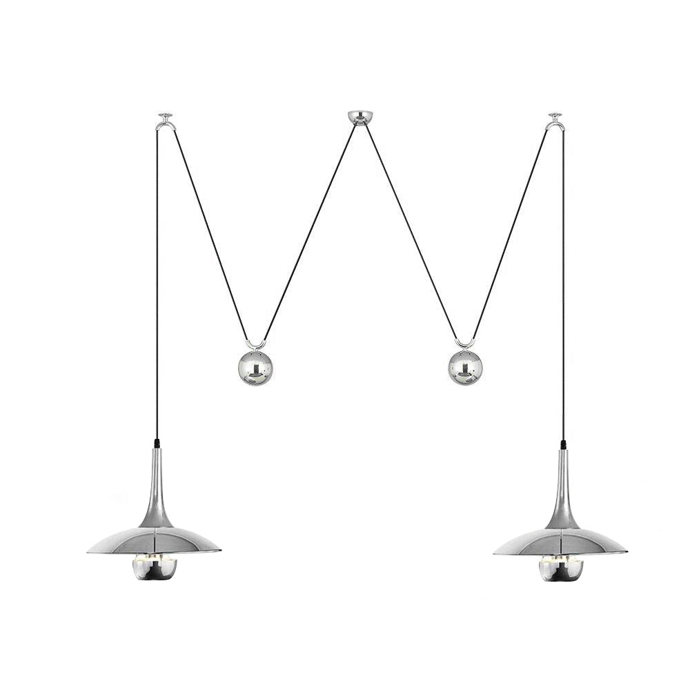 Pendant Lamp Adjustable Pulley Drop Chrome Finish Sleek Modern - Letslighting