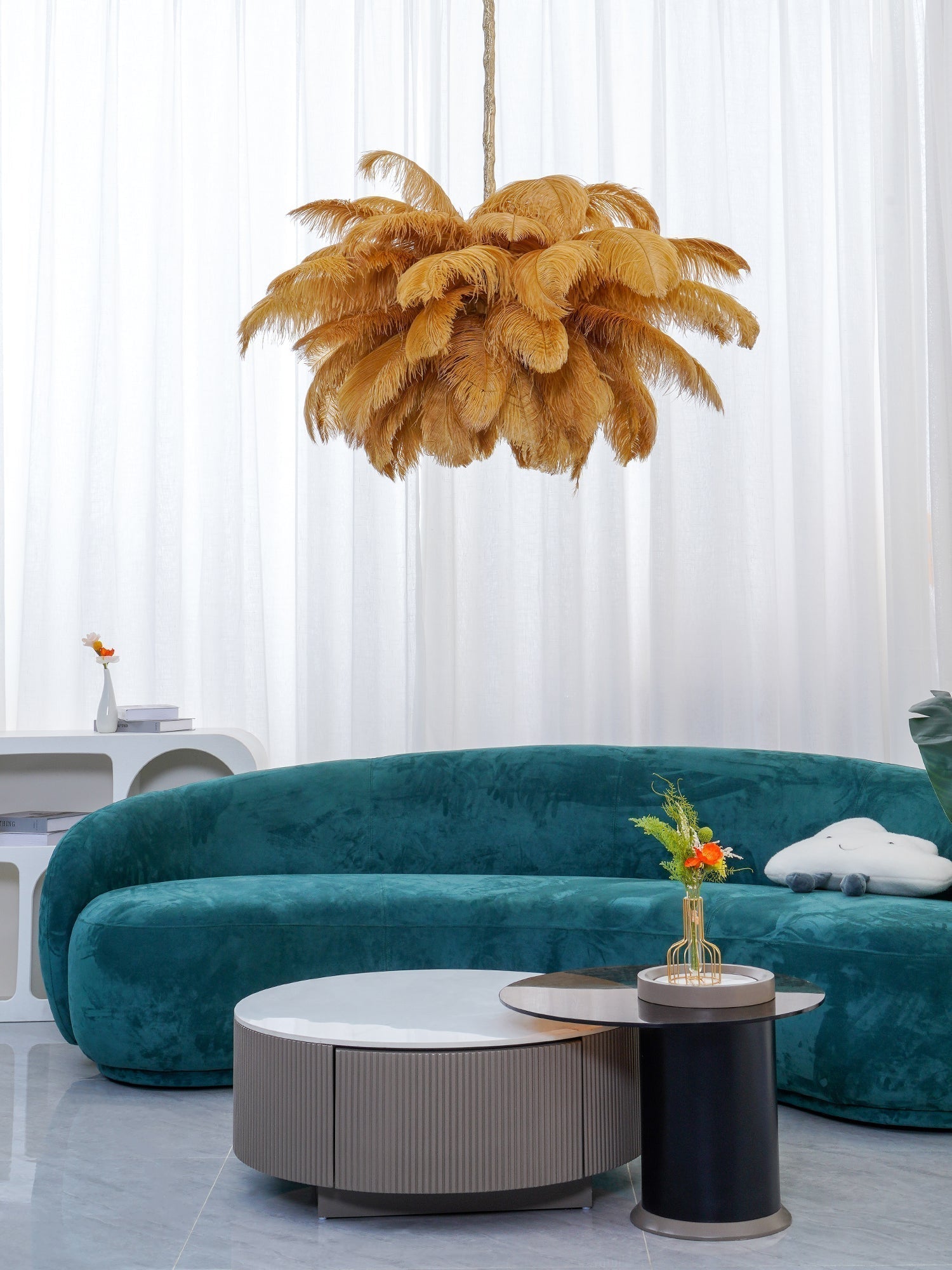 Ostrich Feather Chandelier - Blowlighting