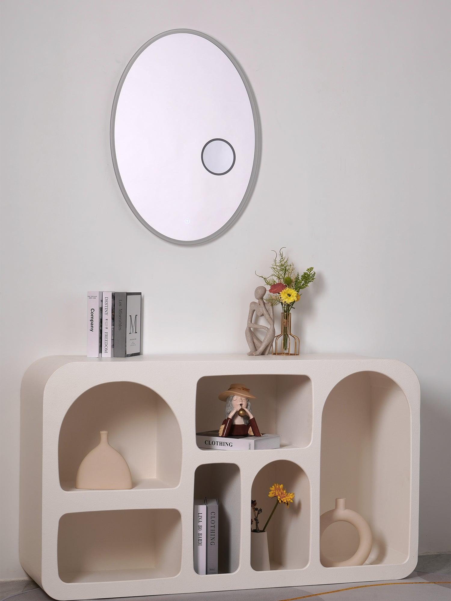 Ovariel Oval Mirror Metal Plastic Wall Light - Blowlighting