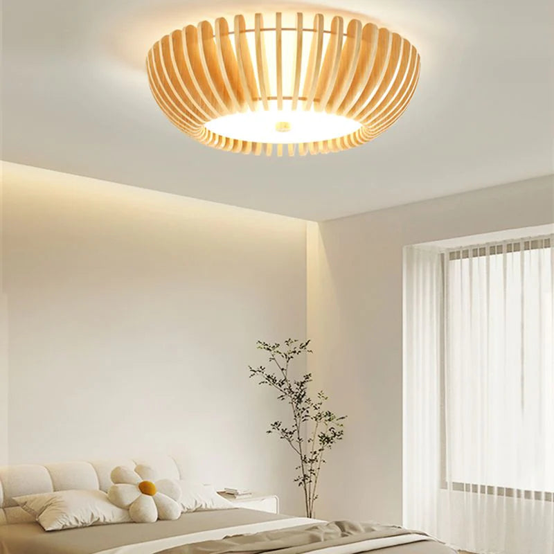 Muto Moderni LED Plafoniere Rotonda Legno Aranci Soggiorno/Camera da Letto