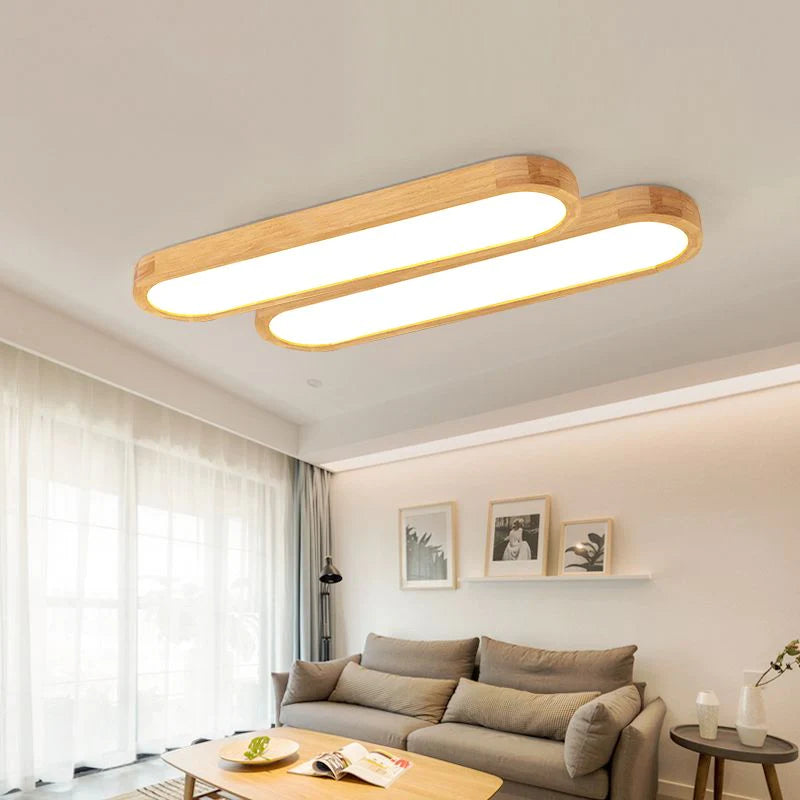 Muto Nordico Minimalista LED Ovale Legno Acrilico Plafoniere Cucina