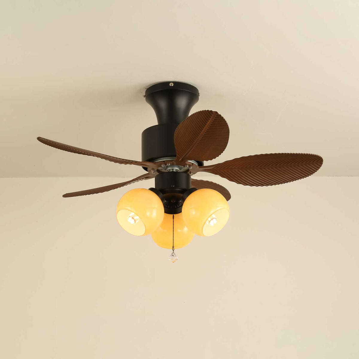 Ventilatore da soffitto Althea vintage in legno con luce e dimensioni