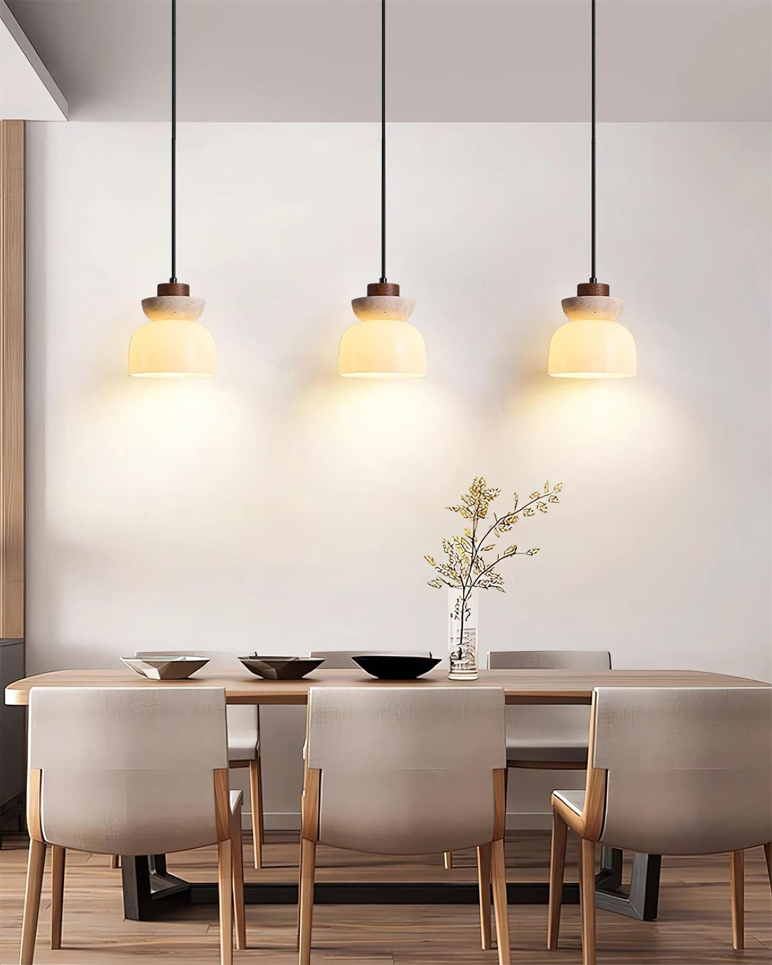 Ritta Travertine Dome Glass Pendant Light - Letslighting