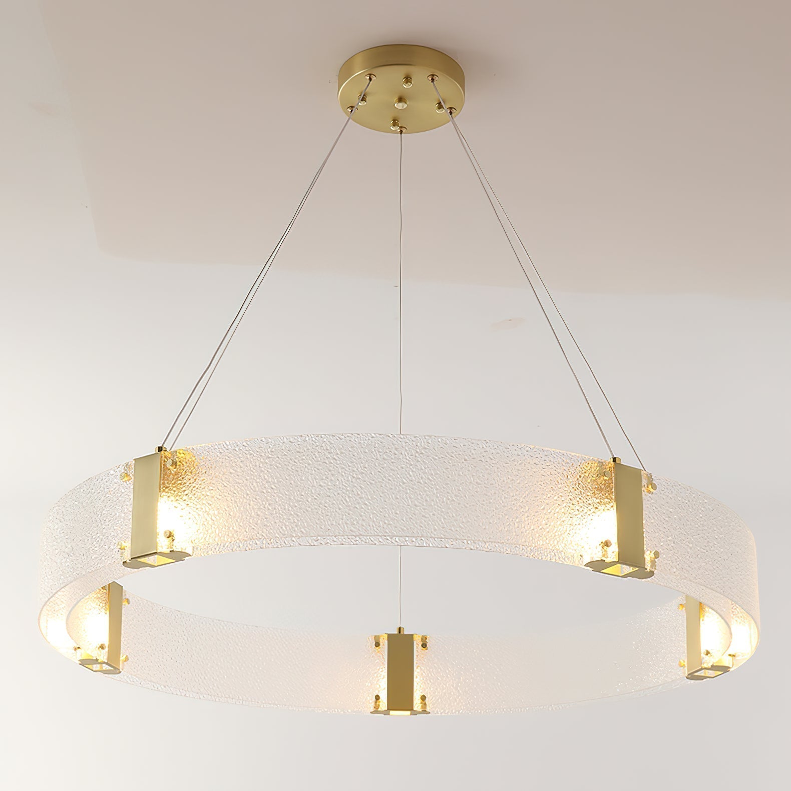 Parallel Modern Minimalist Ring Glass Chandelier - Lamp Copper