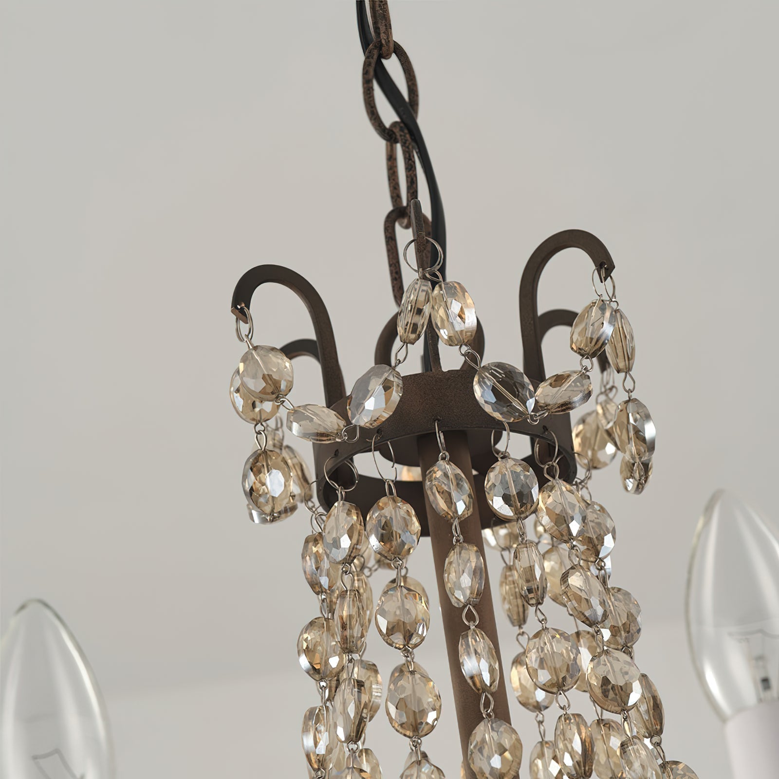 Oraeisra Vintage Flea Market Crystal Chandelier - Lamp Copper