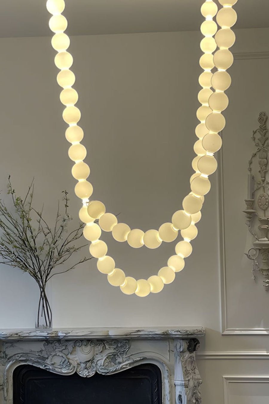 Pearl Glass Necklace Balls Chandelier - Blowlighting