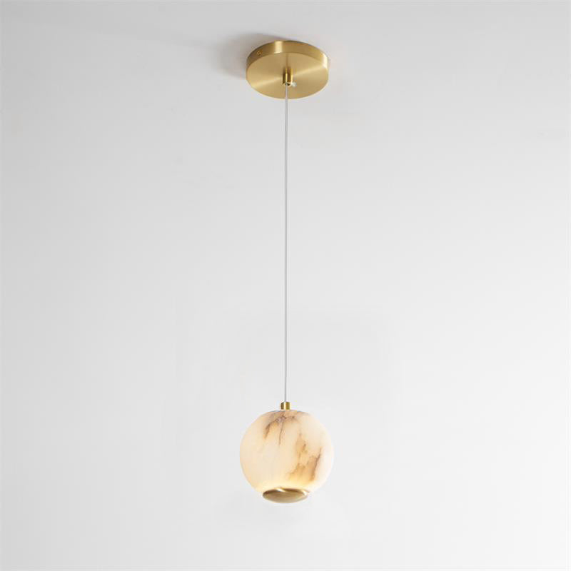Elore Modern Minimalist Pearl Alabaster Pendant Light - Lamp Copper