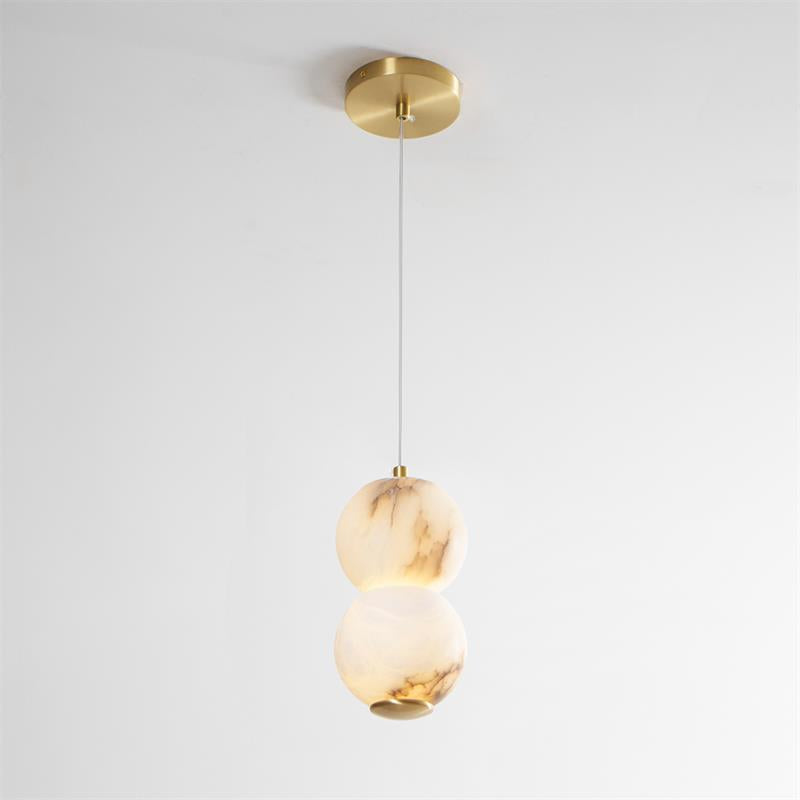 Elore Modern Minimalist Pearl Alabaster Pendant Light - Lamp Copper