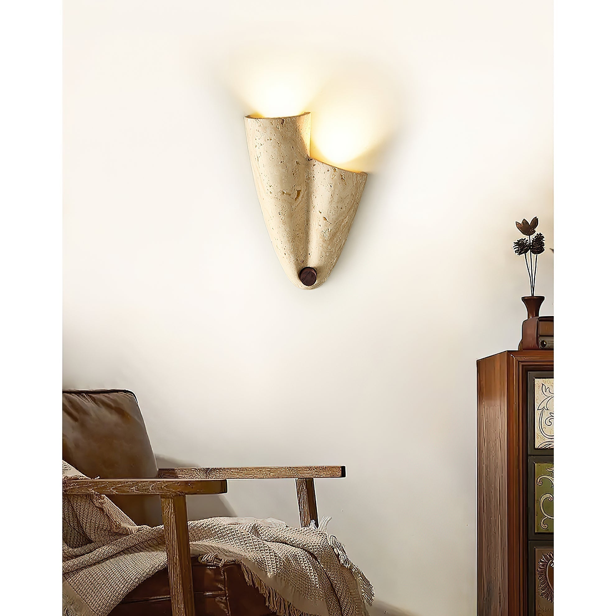 Vidoros Modern Minimalist Travertine Wall Lamp - Lamp Copper