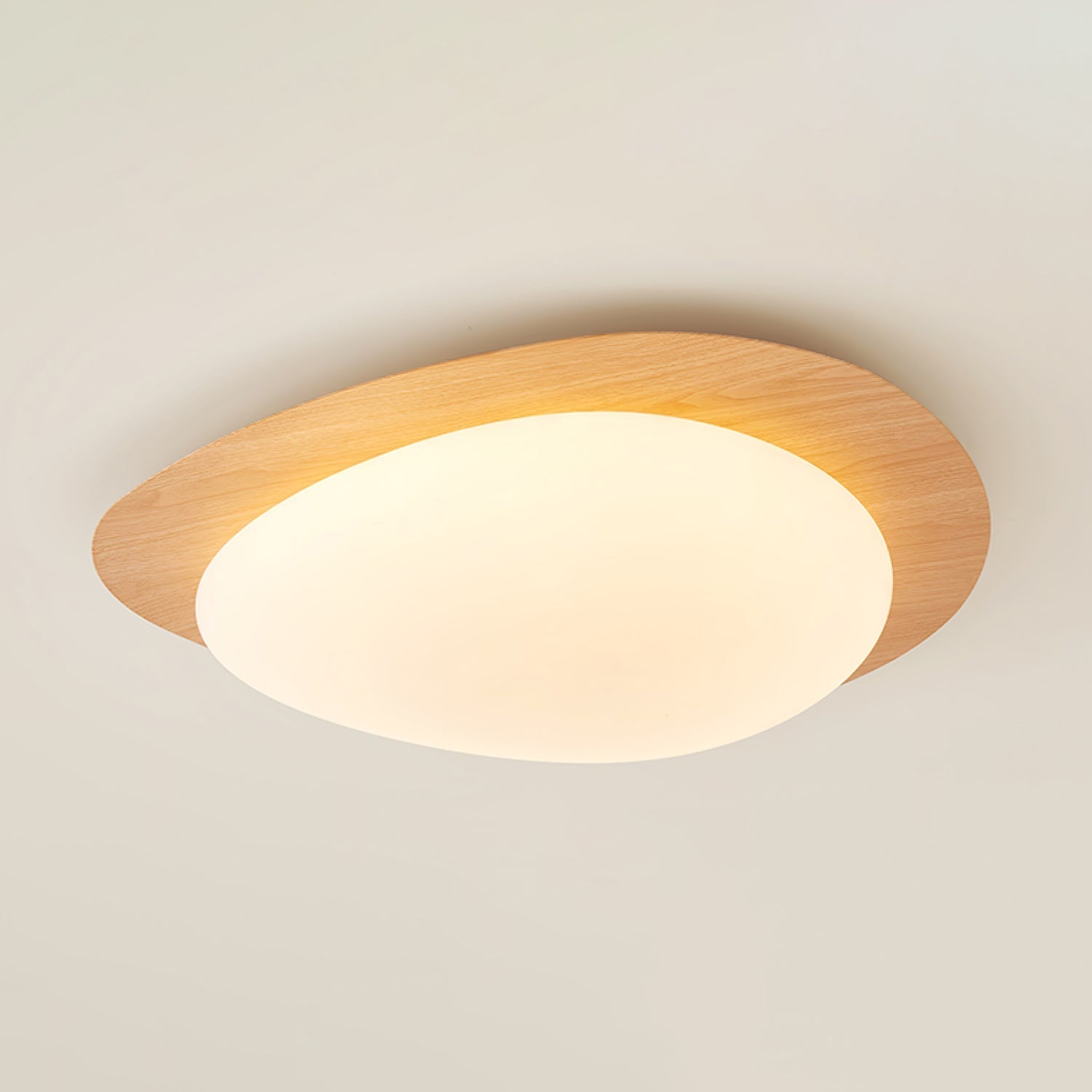 Muto Lampada da Soffitto a Forma di Ciottolo in Noce