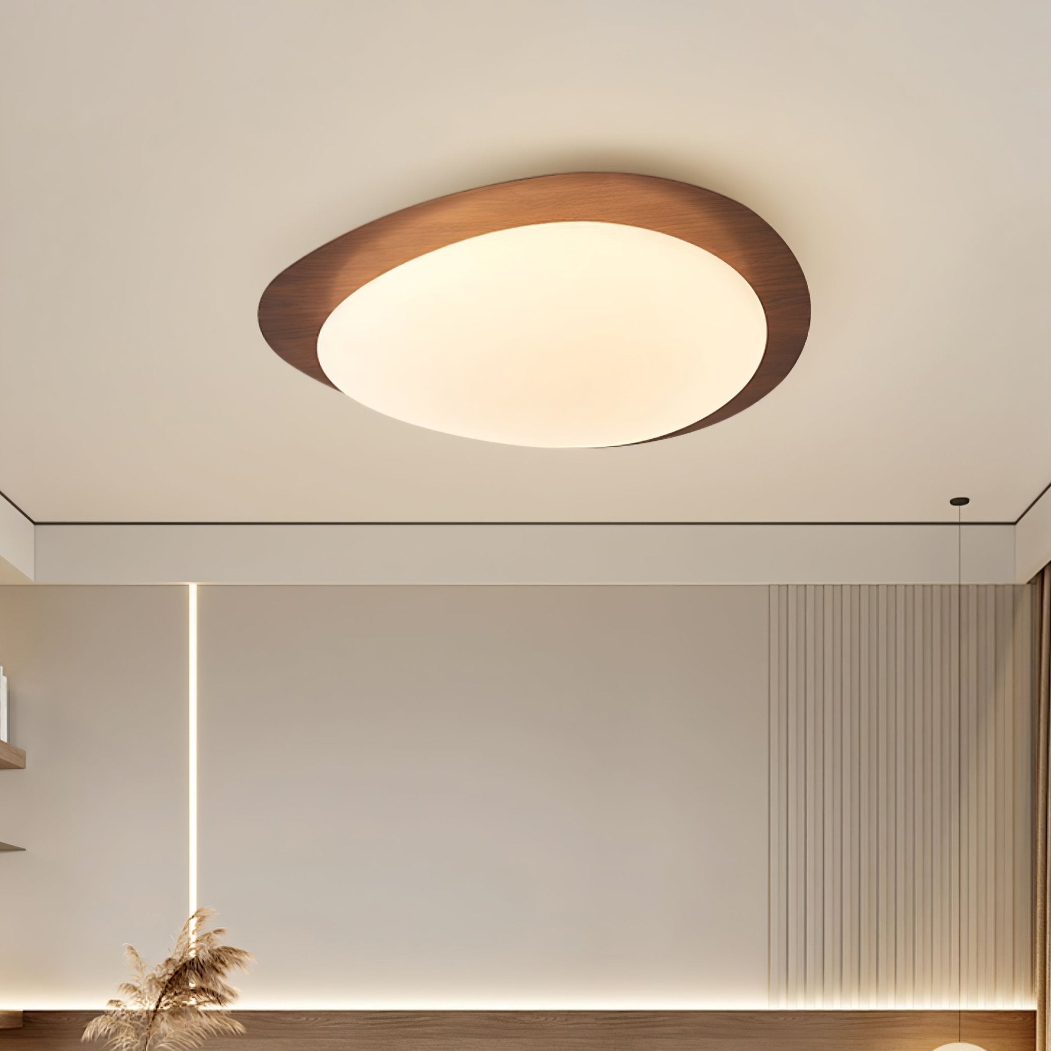 Muto Lampada da Soffitto a Forma di Ciottolo in Noce