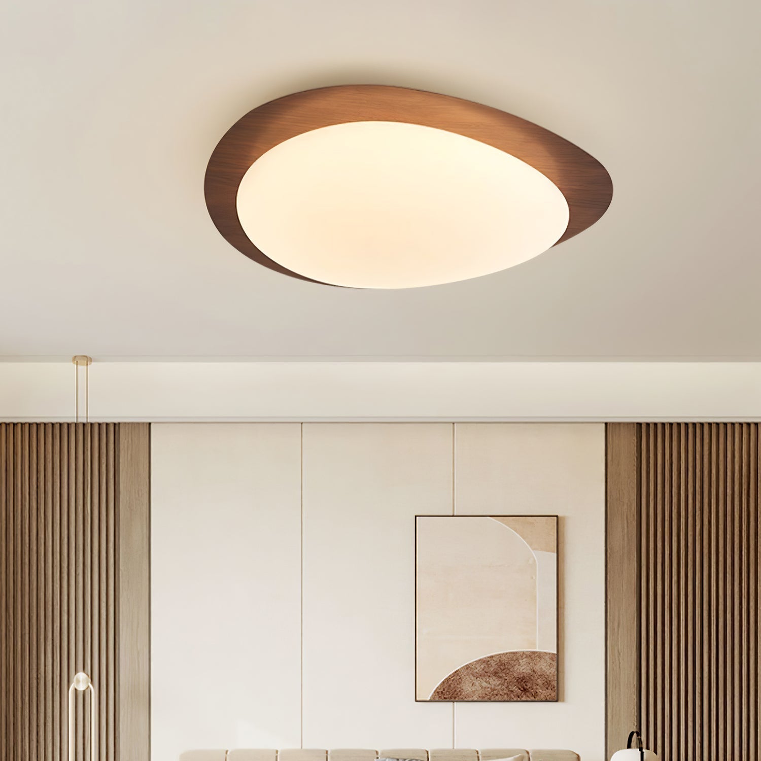 Muto Lampada da Soffitto a Forma di Ciottolo in Noce