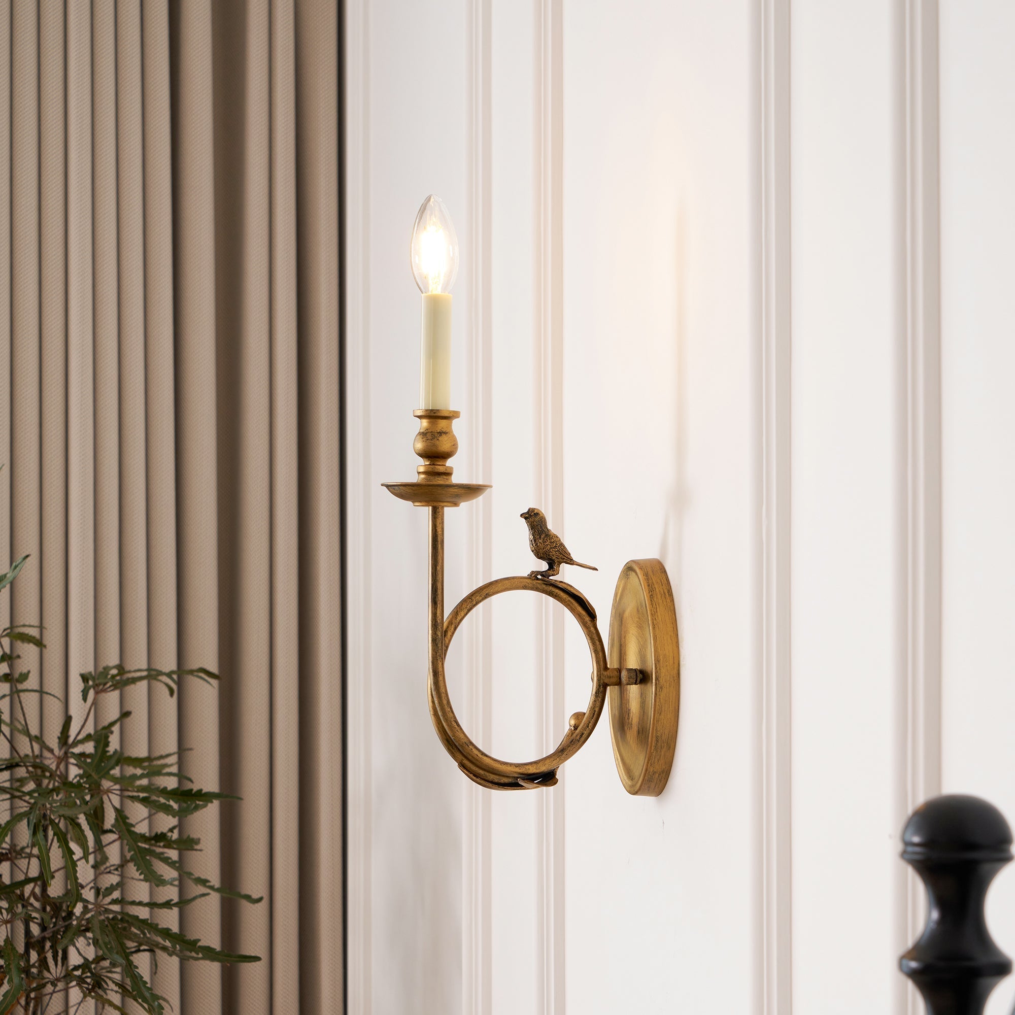 Silva Applique da Parete Interna Stile Vintage con Forma di Uccello