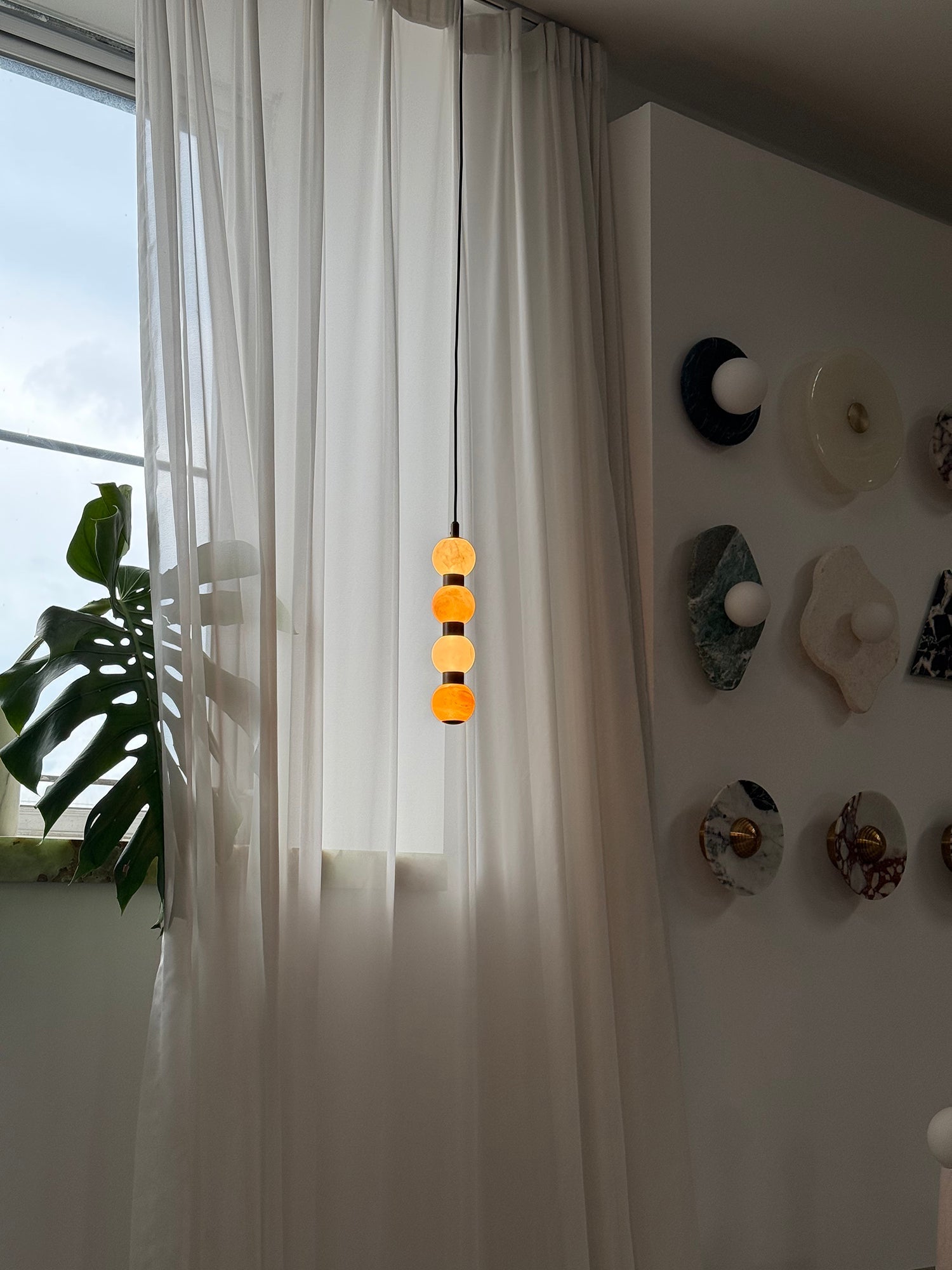 Ulshae Modern Minimalist Art Marble Pendant Lamp - Lamp Copper