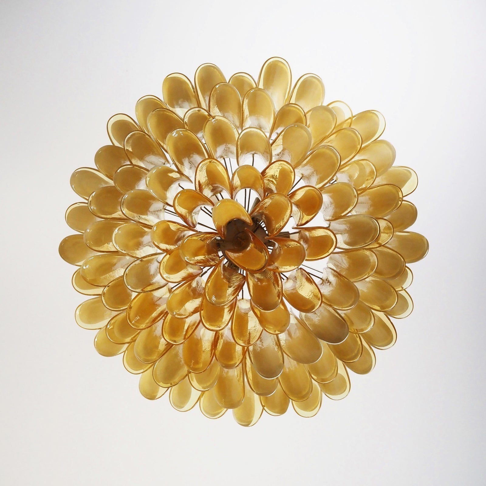 Aurora Chandelier Amber Murano Glass Petal Elegant - Blowlighting