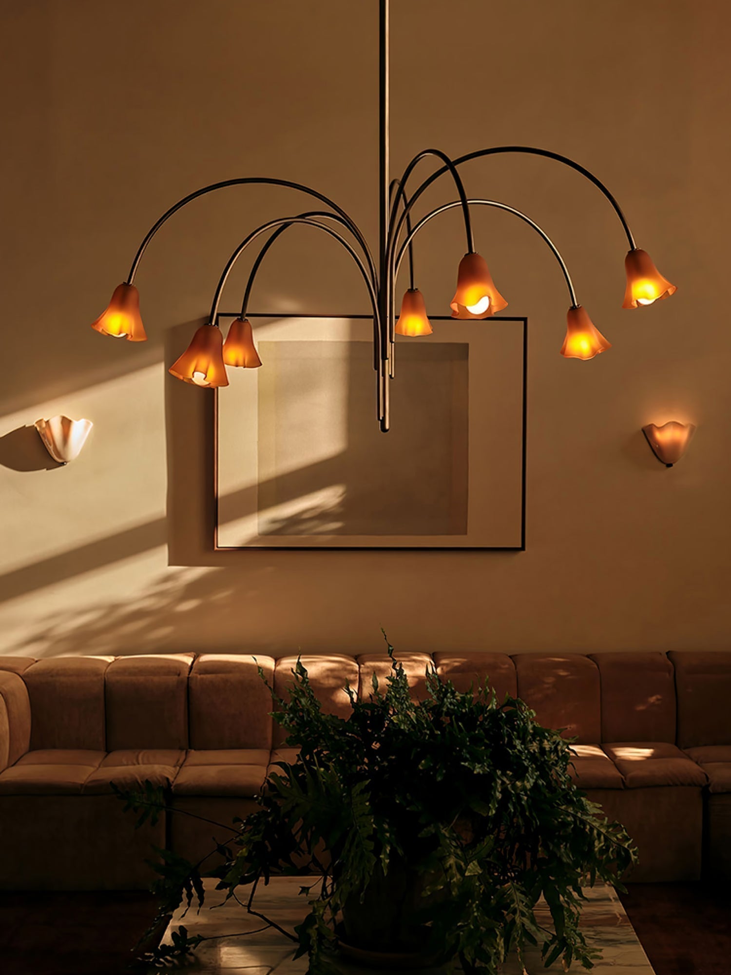 Aurora Chandelier Blossom Petal Glass Arms - Neutralighting
