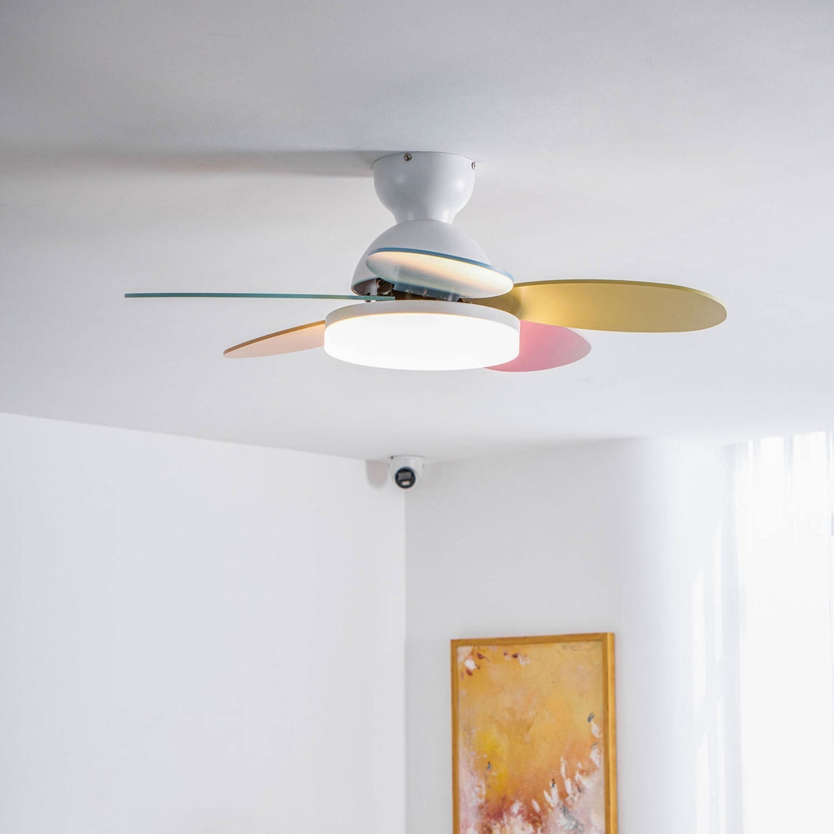 Ventilatore da soffitto con luce Liora per bambini, telecomando con pulsanti per la velocità della ventola