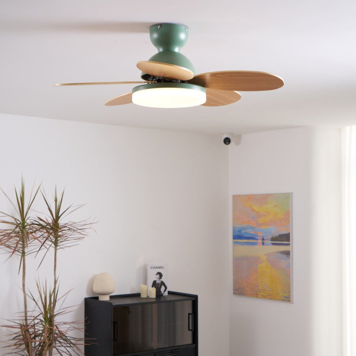 Ventilatore da soffitto con luce Liora per bambini in vetro colorato, opzione dimensione Diametro 90cm