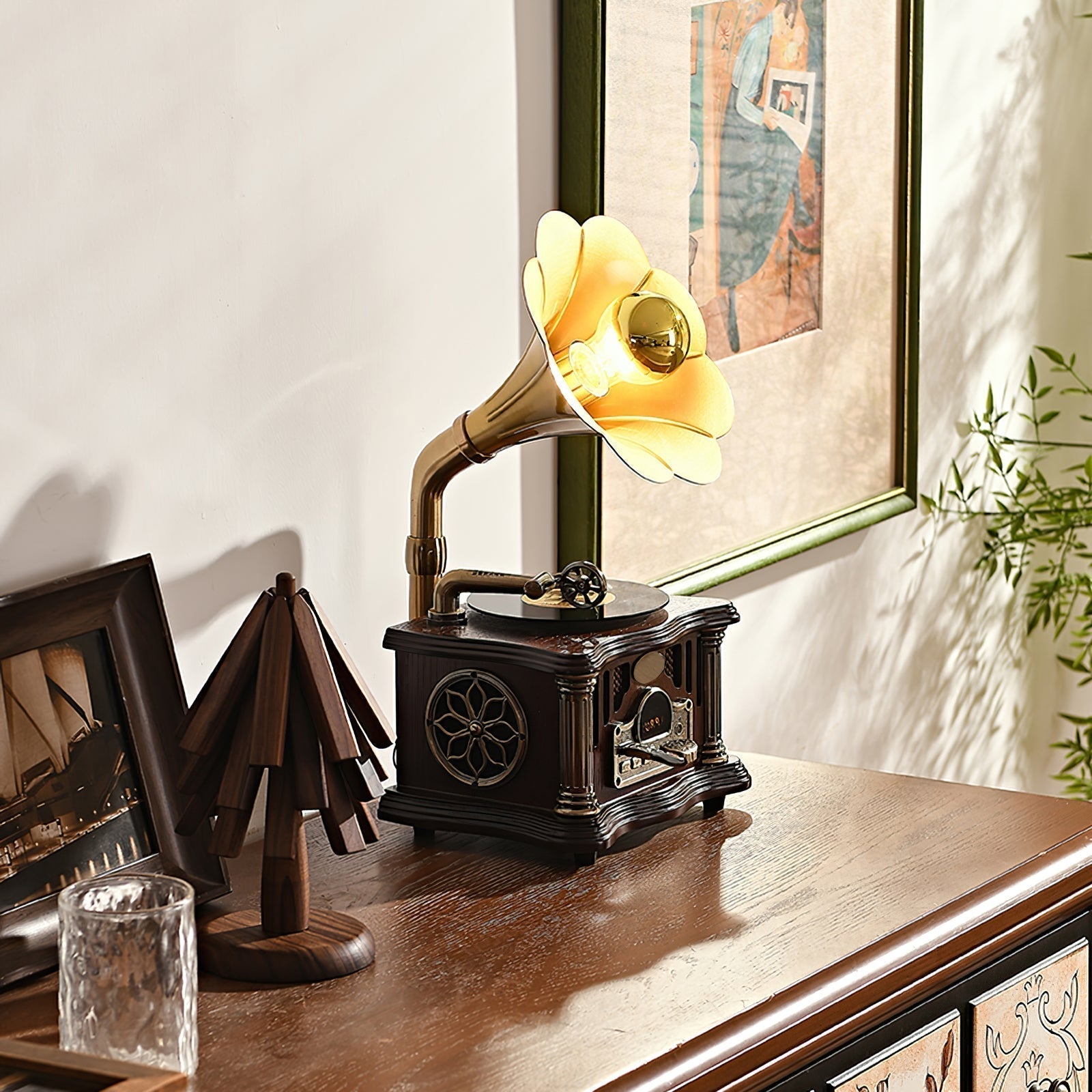 Phonograph Table Lamp - Lamp Copper