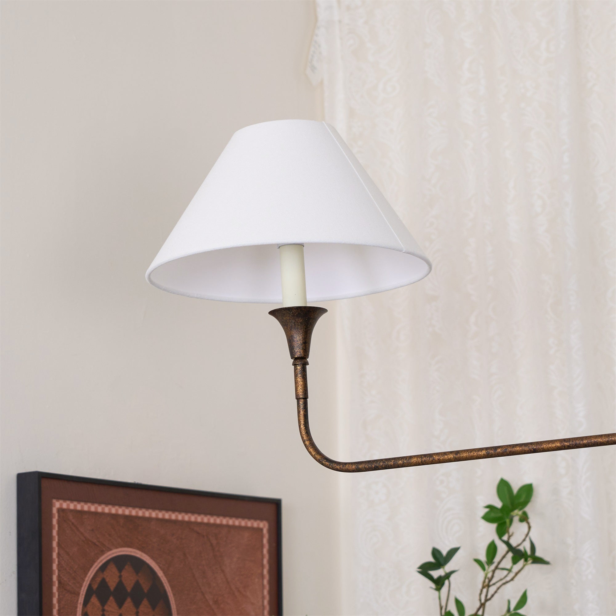 Aera Modern Minimalist Linear Antique Brass Fabric Chandelier - Lamp Copper