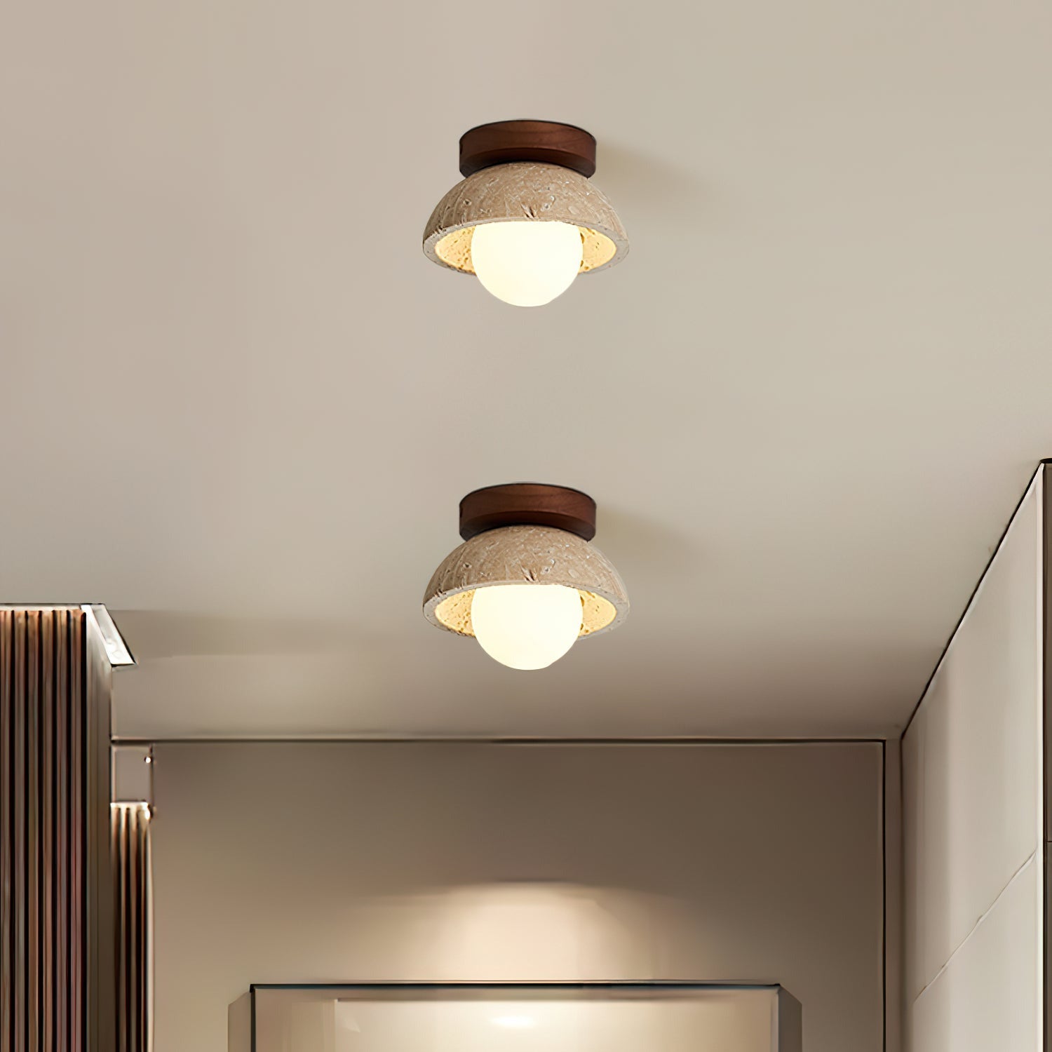 Ritta Plafoniera Minimalista in Travertino