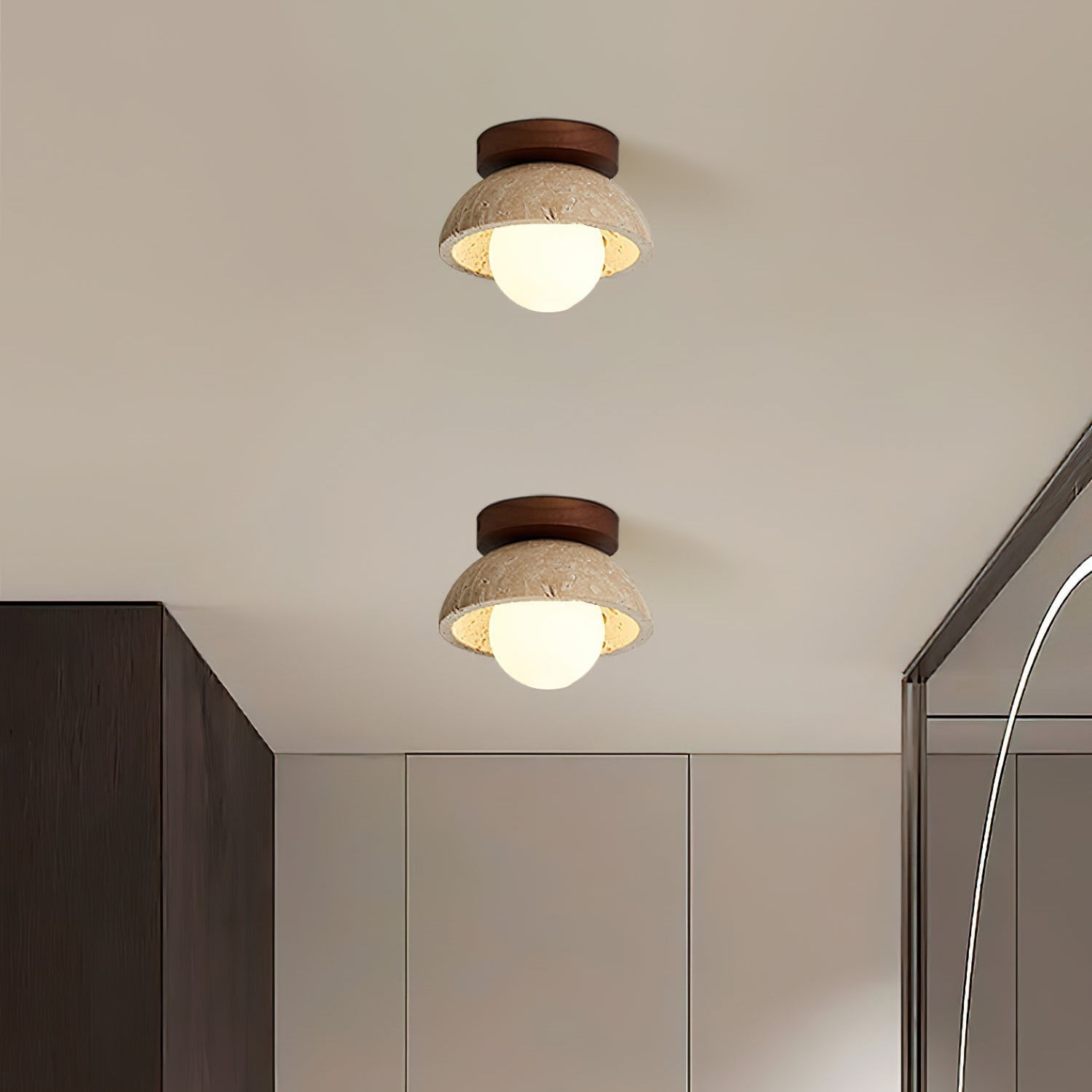 Ritta Plafoniera Minimalista in Travertino