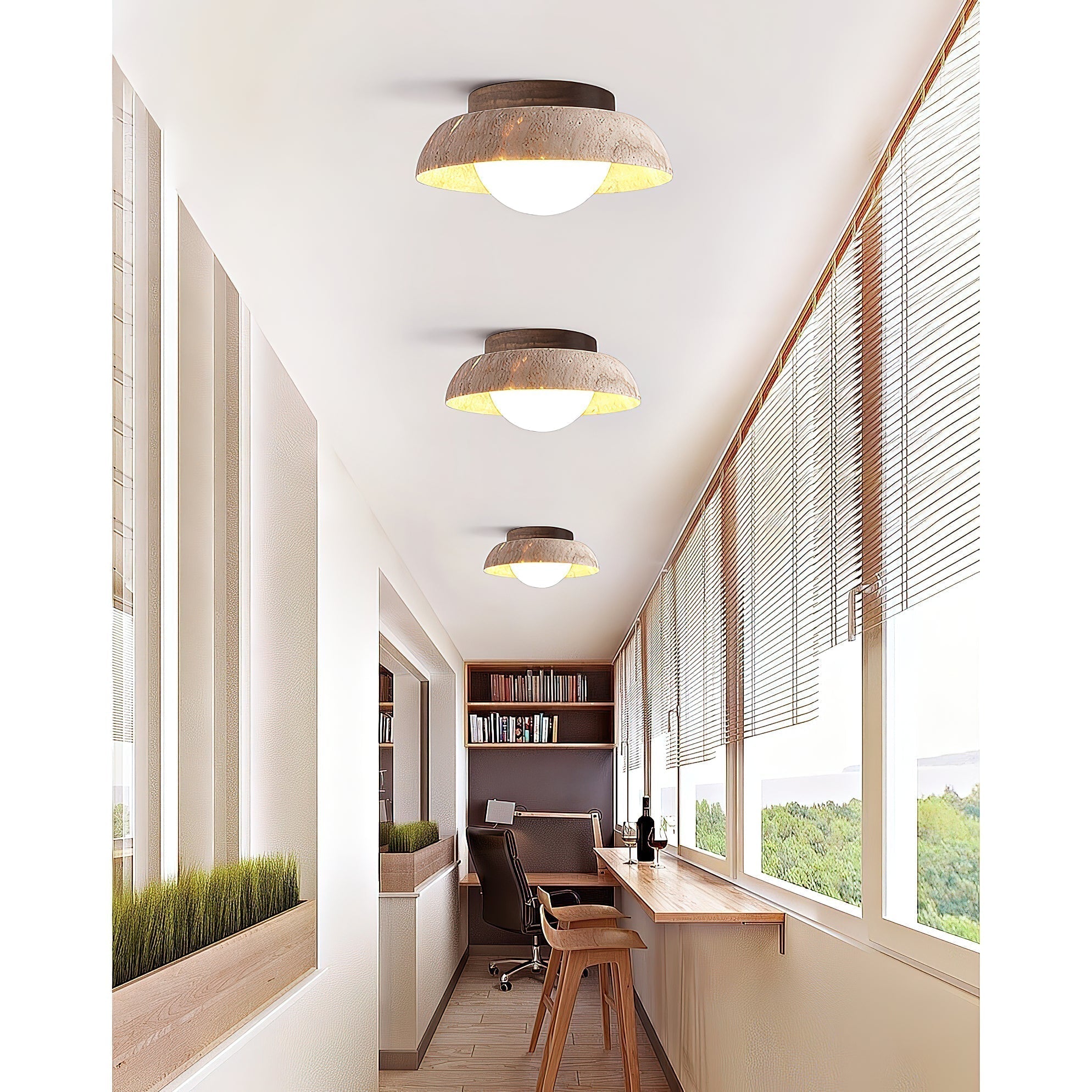 Cuvela Modern Minimalist Travertine Ceiling Lamp - Lamp Copper