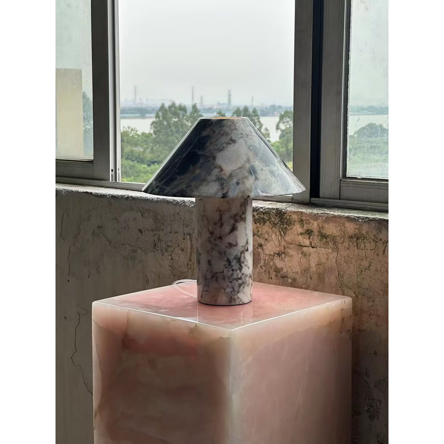 Pillar Stone Table Lamp - Lamp Copper