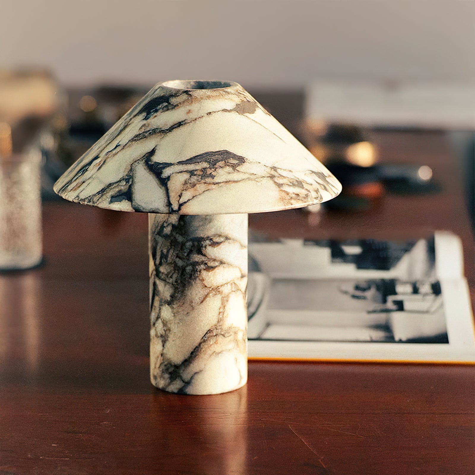Pillar Stone Table Lamp - Lamp Copper