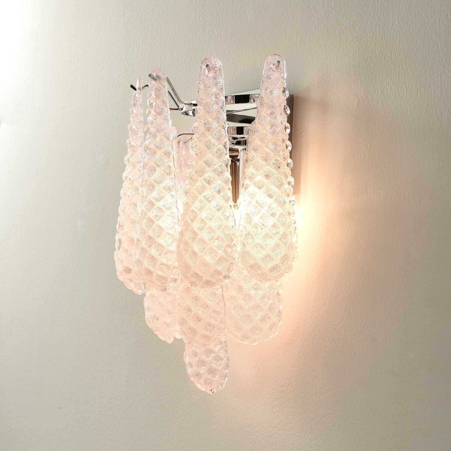 Aurora Wall Sconce Pink Waffle Glass Modern - Neutralighting